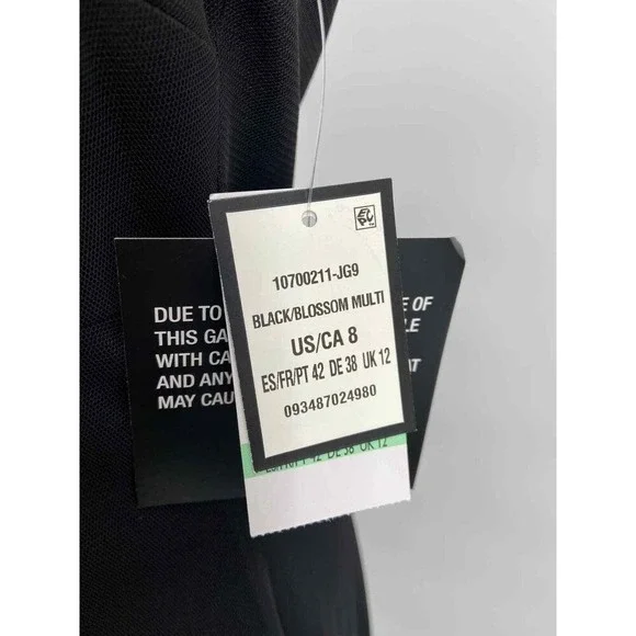 Nine West Dress  Black Floral Embroidered Paisley‎ Whimsigoth Fairy Witch Size 8 - Picture 6 of 10